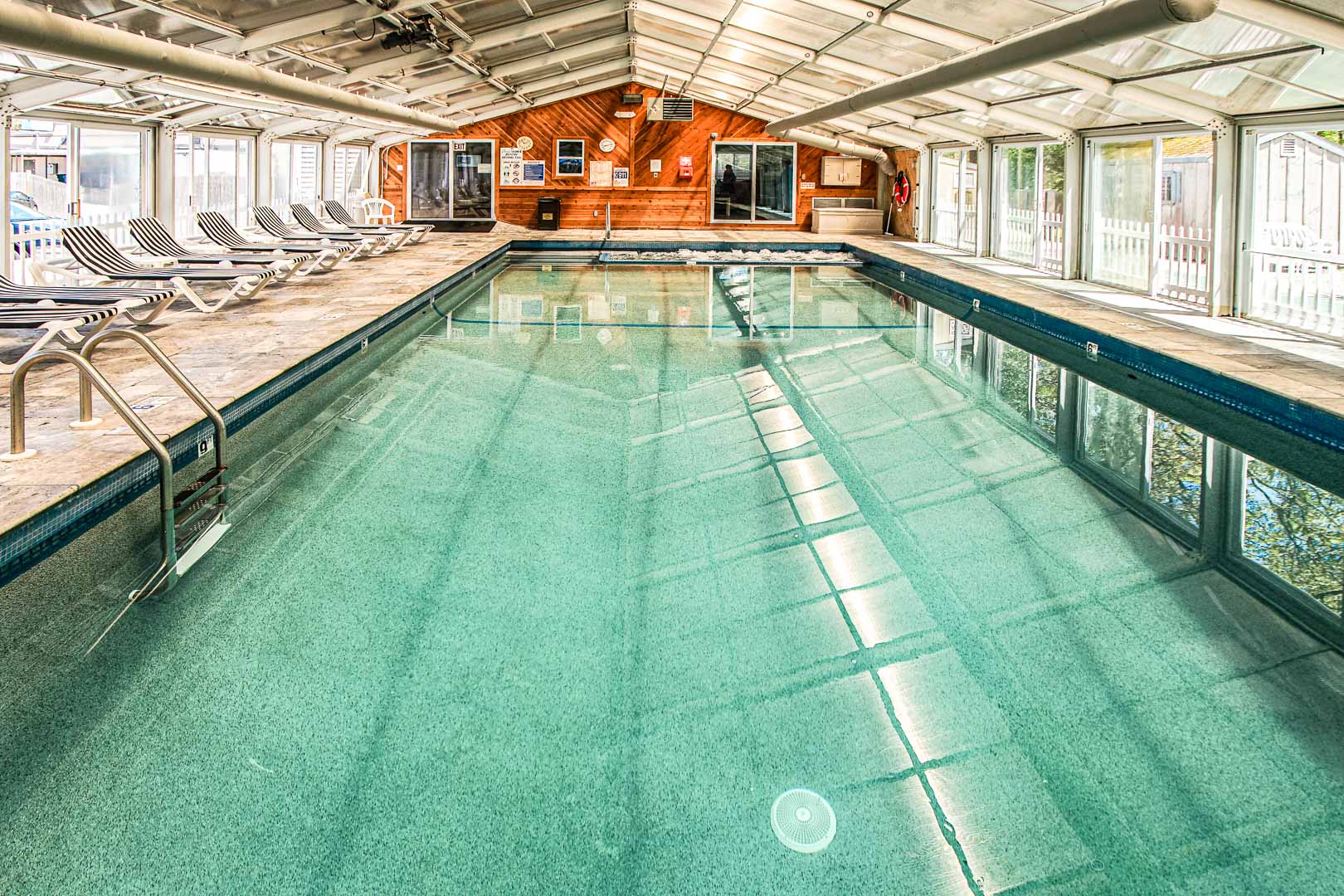An ample indoor swimming pool at VRI's Cape Winds Resort in Massachusetts.